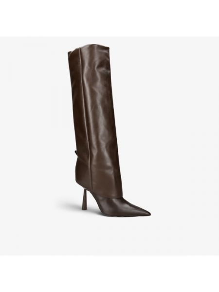 Кожаные ботинки на каблуке Gia Couture коричневые
