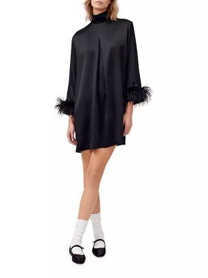 Платье мини с перьями Sleeper черное