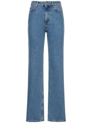 Bavlnené džínsy s vysokým pásom Burberry modrá