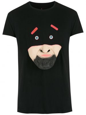 Raštuotas medvilninis marškinėliai Amir Slama juoda