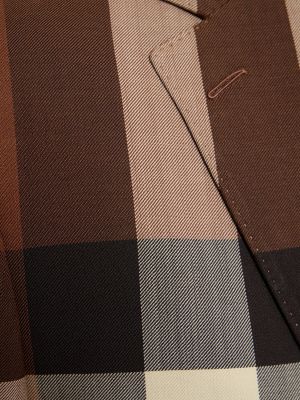 Kostkované vlněné sako s potiskem Burberry