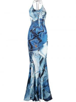 Rochie lunga cu imagine Moschino albastru