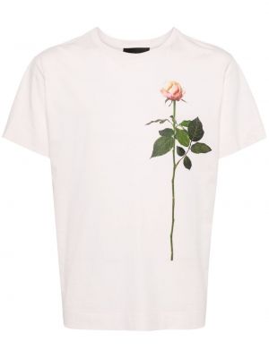Kvetinové bavlnené tričko s potlačou Simone Rocha ružová