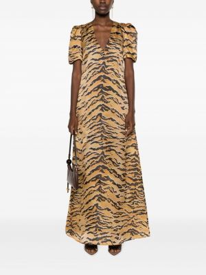 Sukienka długa z nadrukiem w tygrysie prążki Zimmermann