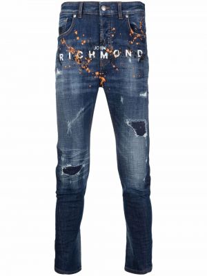 Дънки skinny fit slim с принт John Richmond синьо