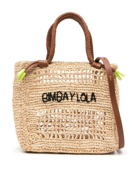 Nákupná taška s výšivkou Bimba Y Lola béžová