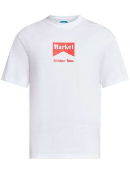 Bavlnené tričko s potlačou Market biela