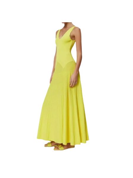 Dzianinowa sukienka długa bez rękawów Twinset żółta