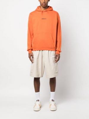 Kokvilnas kapučdžemperis ar apdruku Adidas oranžs