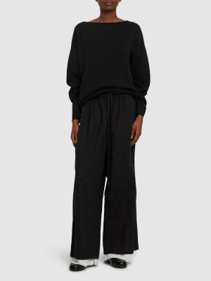 Oversize пуловер от джърси с лодка декольте Yohji Yamamoto черно