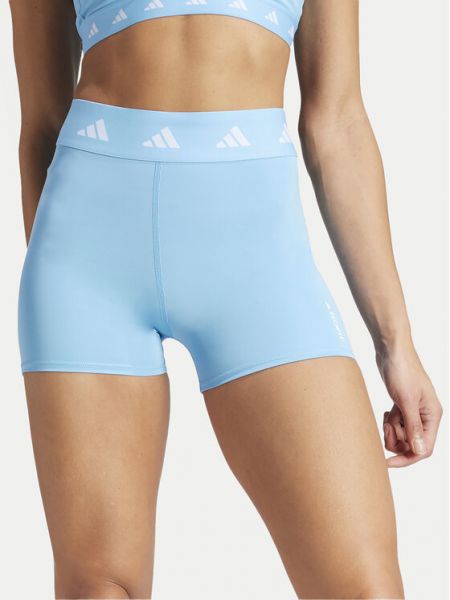 Pantaloni scurți de sport slim fit cu talie înaltă Adidas albastru