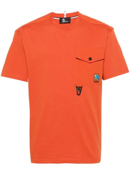 Kokvilnas t-krekls ar kabatām Moncler Grenoble oranžs