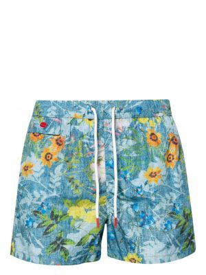 Pantaloni scurți cu model floral cu imagine Kiton albastru