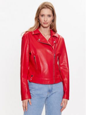 Priliehavá kožená bunda z ekologickej kože Liu Jo červená