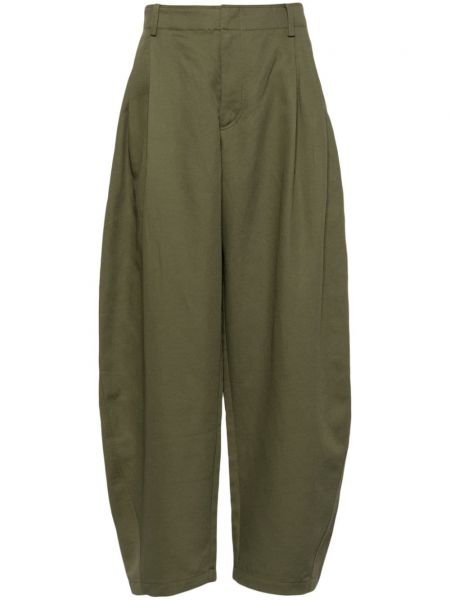 Plisované bavlnené nohavice Croquis zelená