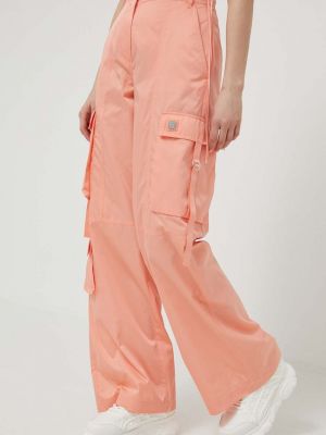 Jednobarevné kalhoty s vysokým pasem Hugo oranžové