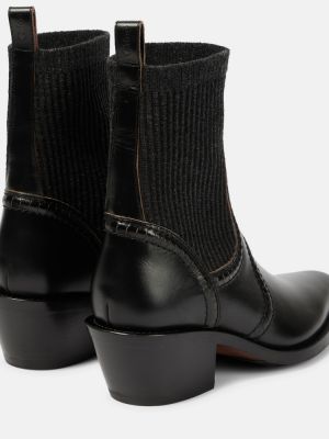 Кожени обувки до глезена Chloã© черно