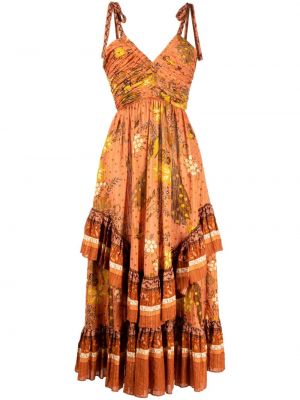 Květinové dlouhé šaty s potiskem Ulla Johnson oranžové