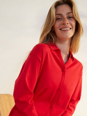 Хлопковое платье-рубашка Bpc Bonprix Collection красное