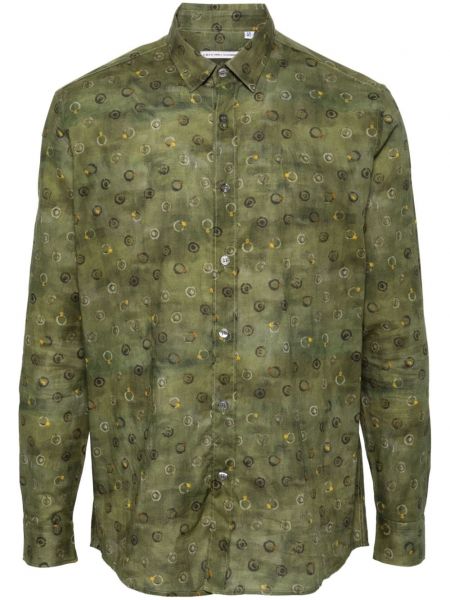 Długa koszula bawełniana z nadrukiem w abstrakcyjne wzory Daniele Alessandrini zielona