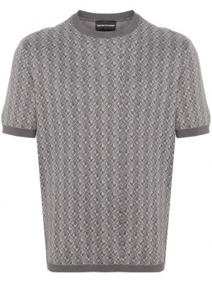 Žakárové bavlnené tričko Emporio Armani sivá