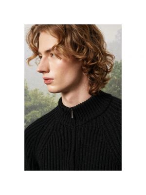 Jersey cuello alto de lana con cremallera Massimo Alba negro