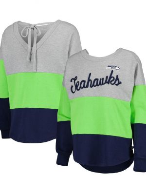 Женский пуловер с глубоким v-образным вырезом и глубоким v-образным вырезом, темно-серый, темно-серый, для колледжа, Seattle Seahawks Outfield Touch