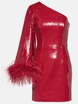 Платье мини с перьями Rebecca Vallance красное