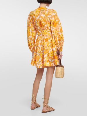 Bombažna obleka s cvetličnim vzorcem Zimmermann rumena