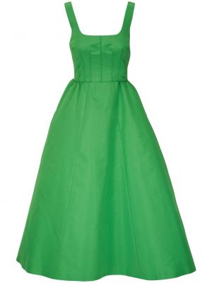 Jedwabna sukienka midi bez rękawów Carolina Herrera zielona