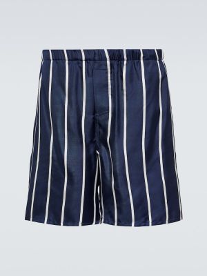Pantalones cortos de seda a rayas Ami Paris azul