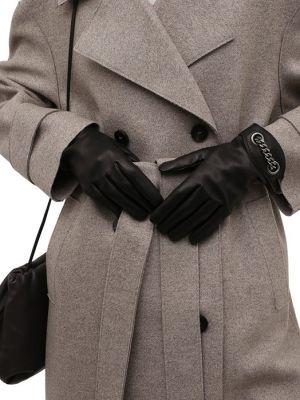 Кожаные перчатки Saint Laurent черные