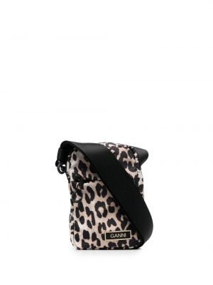 Crossbody torbica s potiskom z leopardjim vzorcem Ganni rjava