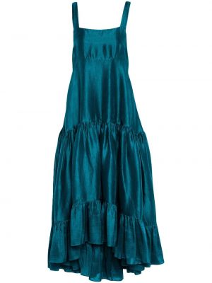 Jedwabna sukienka midi Azeeza niebieska