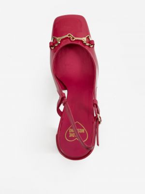 Kožené sandále na podpätku Love Moschino ružová