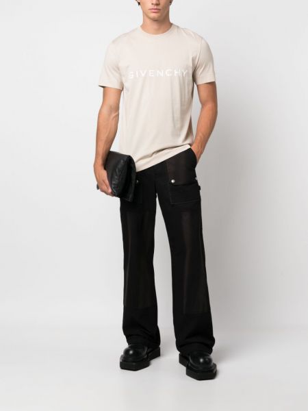 Bavlněné tričko s potiskem Givenchy béžové