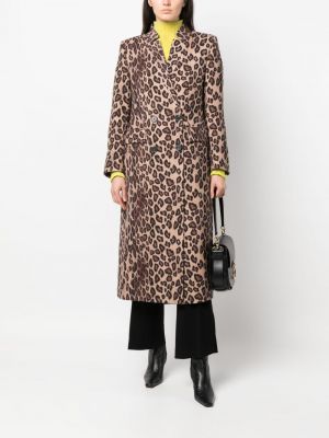 Woll mantel mit print mit leopardenmuster Alberto Biani braun