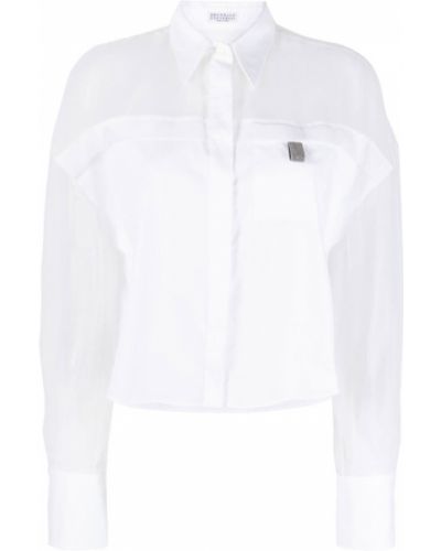 Caurspīdīgs krekls Brunello Cucinelli balts