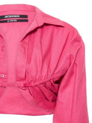 Bavlněná lněná košile Jacquemus růžová