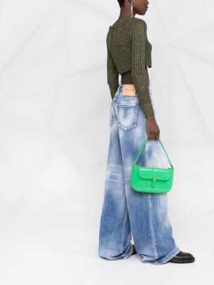 Kožená kabelka By Far zelená