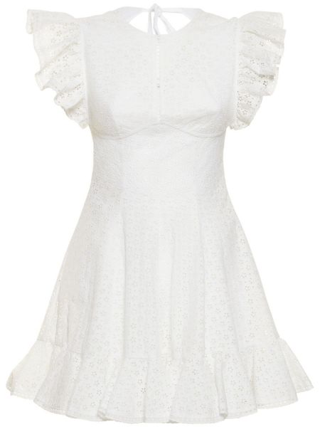 Bavlnené mini šaty s výšivkou Philosophy Di Lorenzo Serafini biela