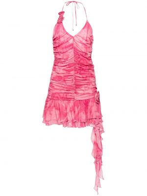 Κοκτέιλ φόρεμα με σχέδιο με βολάν Blumarine ροζ