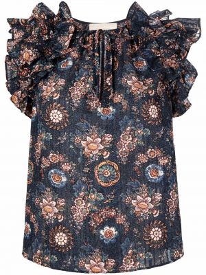 Trykt floral bluse Ulla Johnson blå