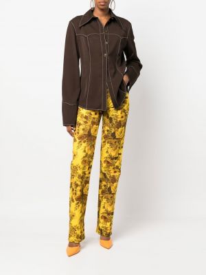 Proste jeansy w kwiatki Kwaidan Editions żółte