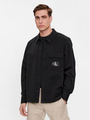 Priliehavá rifľová košeľa Calvin Klein Jeans čierna