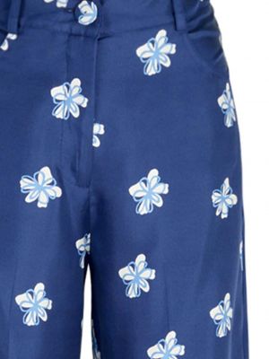 Hedvábné rovné kalhoty Silvia Tcherassi modré