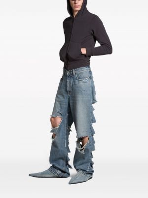 Straight fit džíny s dírami Balenciaga modré