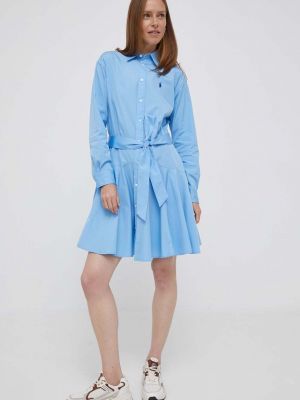 Sukienka mini bawełniana Polo Ralph Lauren niebieska
