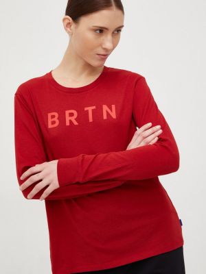 Bavlněné tričko s dlouhým rukávem s dlouhými rukávy Burton červené