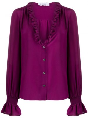 Svilena bluza z volani Câllas Milano vijolična